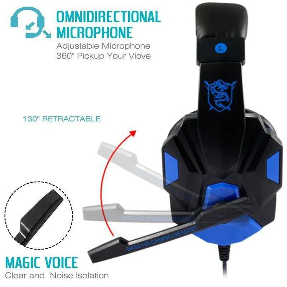 Adjustable Gamer Headset 120° Wired for PS4/PS5/Xbox/Smartphone/PC with Noise Cancelling Mic - Gaming Headphone