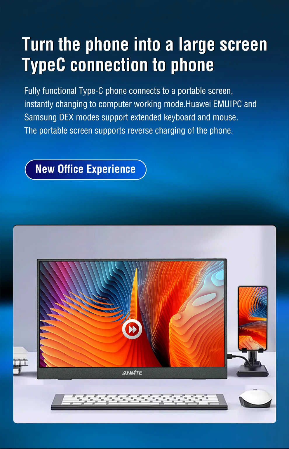 16 inch Touch Screen Portable Monitor 16:10 IPS Extended Display for Laptop with Bracket For xbox raspberry Pi