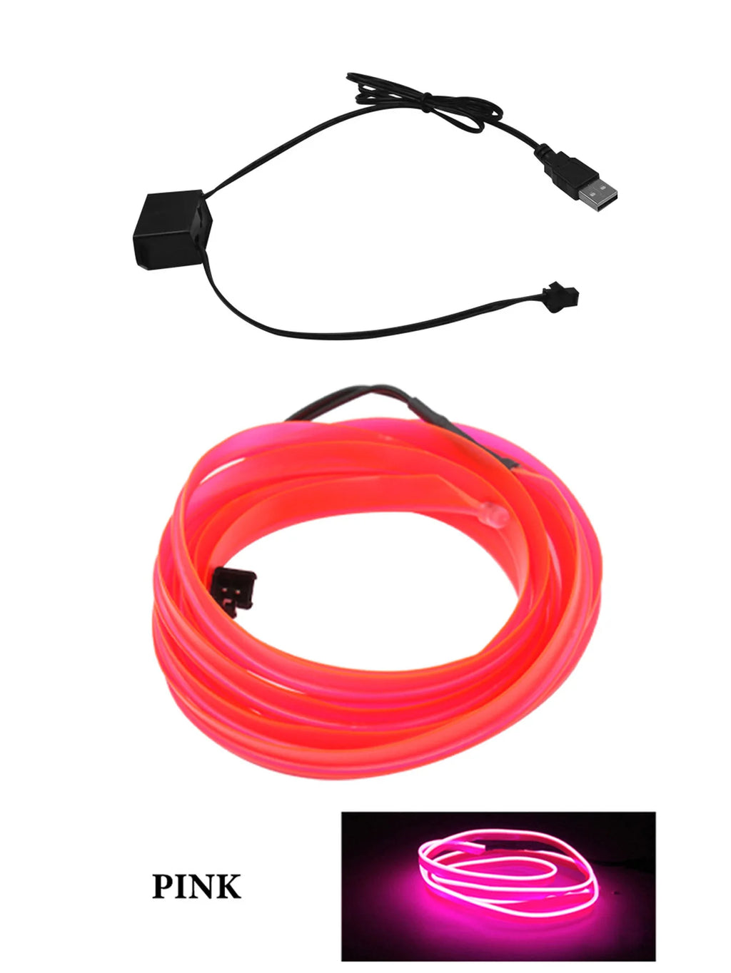 Car Interior Atmosphere Lighting LED Strip DIY Flexible EL Cold Light Line Tube With USB Auto Decoration Ambient Lamp