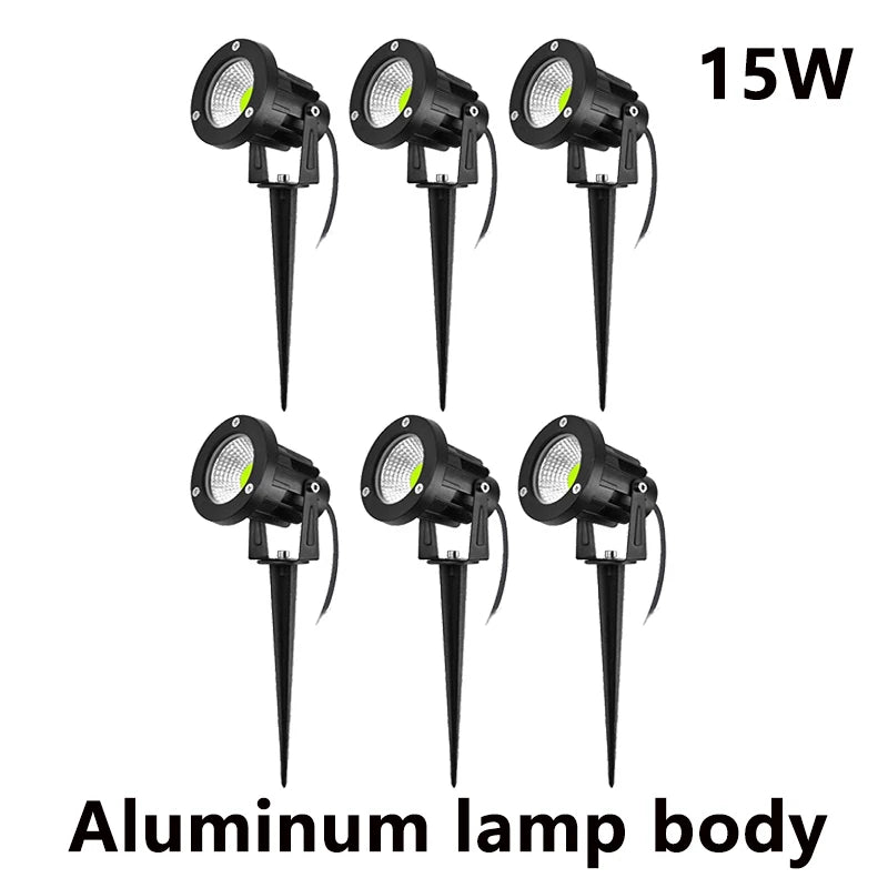 LED Garden Lawn Lamp 5W 10W 15W Outdoor Waterprof IP65 220V110V12V24V Landscape Spike Bulb Garden Path COB Lawn Spotlights
