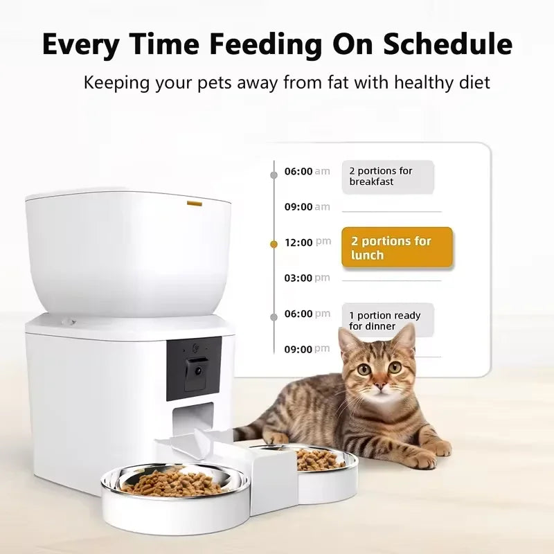 Automatic Dog Feeders with Camera 1080P HD 5G WiFi Pet Feeder Tuya APP Control Automatic Cat Dog Food Dispenser Furpipi