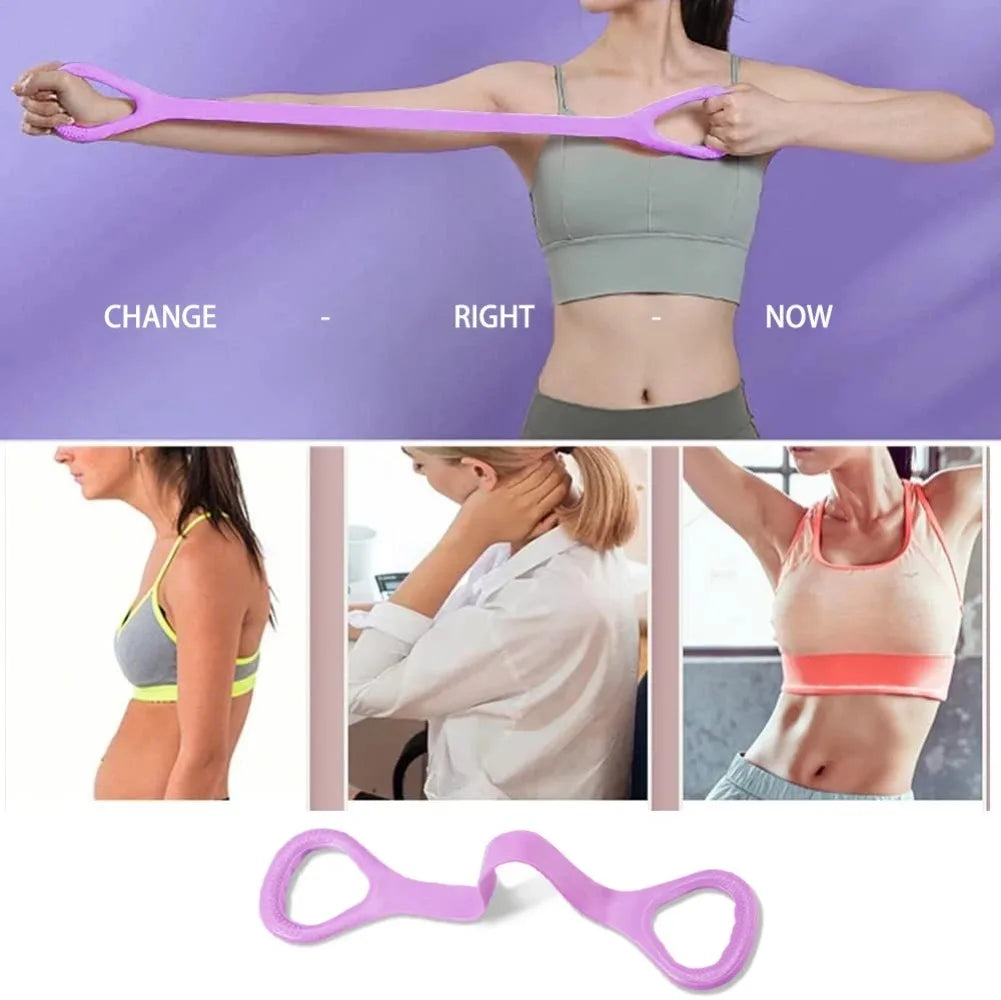 Elastic Resistance Band for Arm Shoulder Back Workout - Fitness Exercise Training Yoga Pilates Physical Therapy Equipment Tool