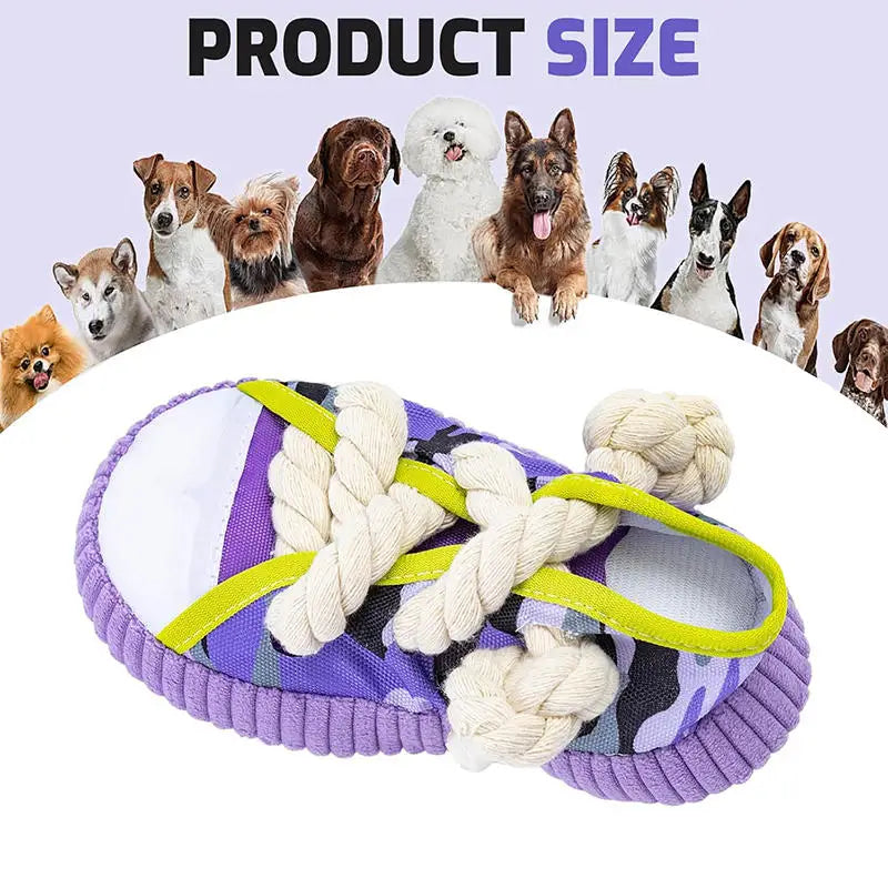 Dog Toys Shoes Pet Cotton Rope Slippers Sound Making Toys Teeth Cleaning Built-in BB Airbag Round Ball Bell Various