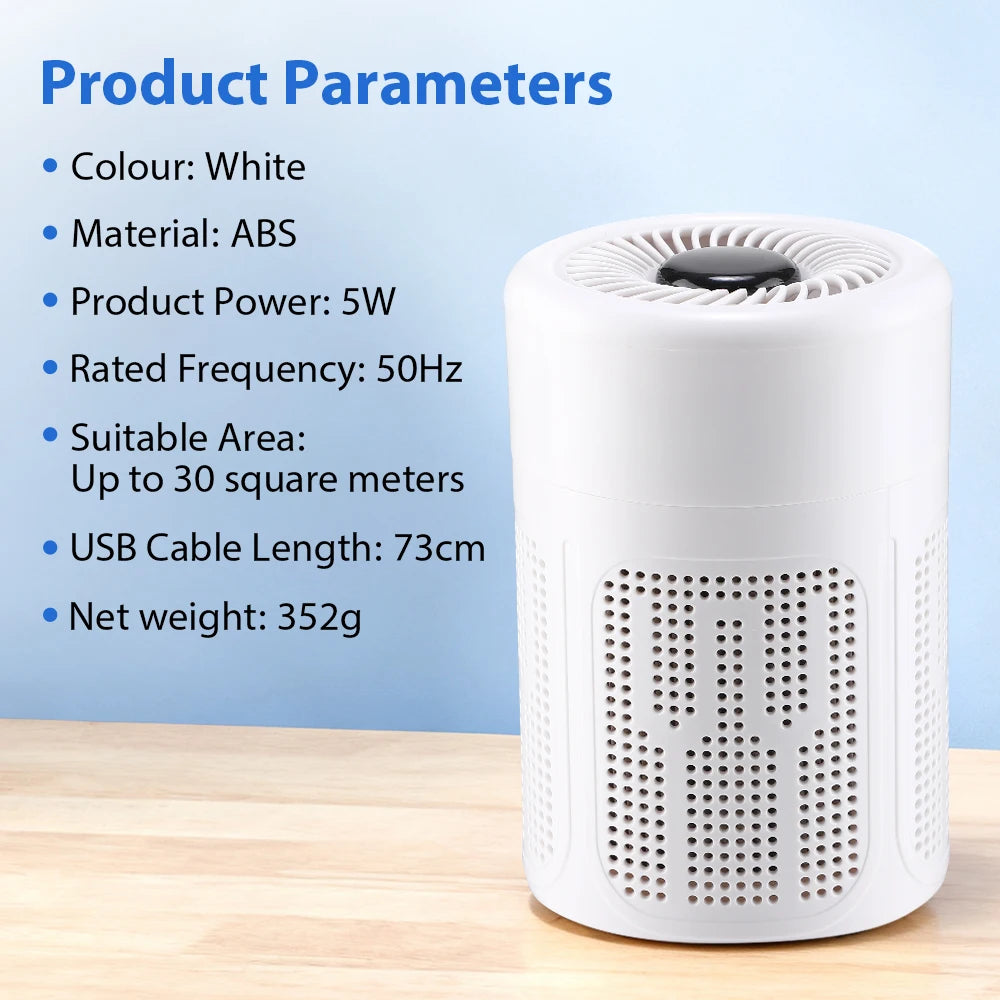 Mini Desktop Air Purifier HEPA Filter Negative Ion Technology Quiet Air Cleaner Portable Air Purifier for Home Bedroom Office