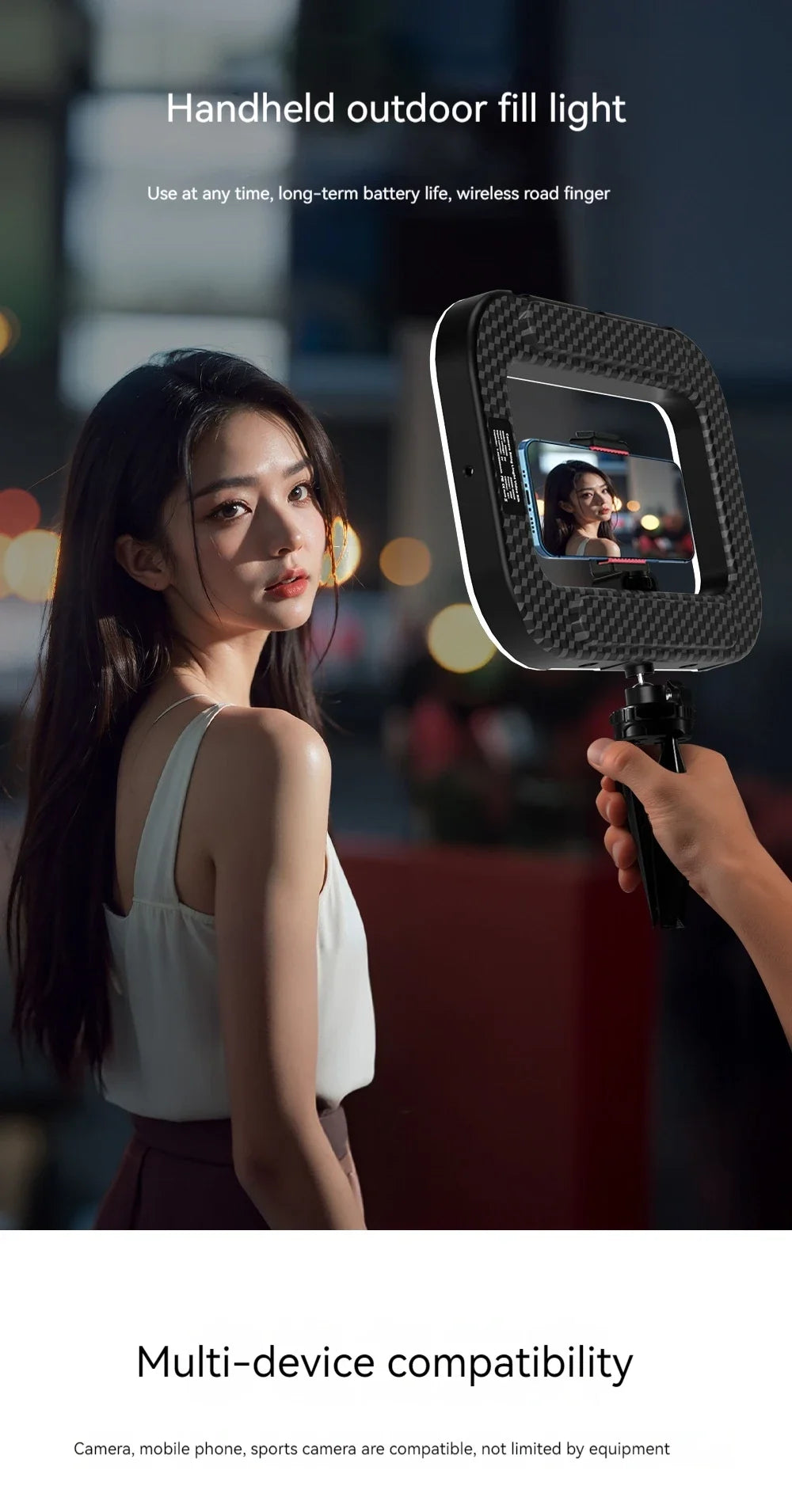 Rechargeable LED Ring Light for Phone - Handheld & Desktop Fill Light, Perfect for Live Streaming, Selfies, Pet Photography