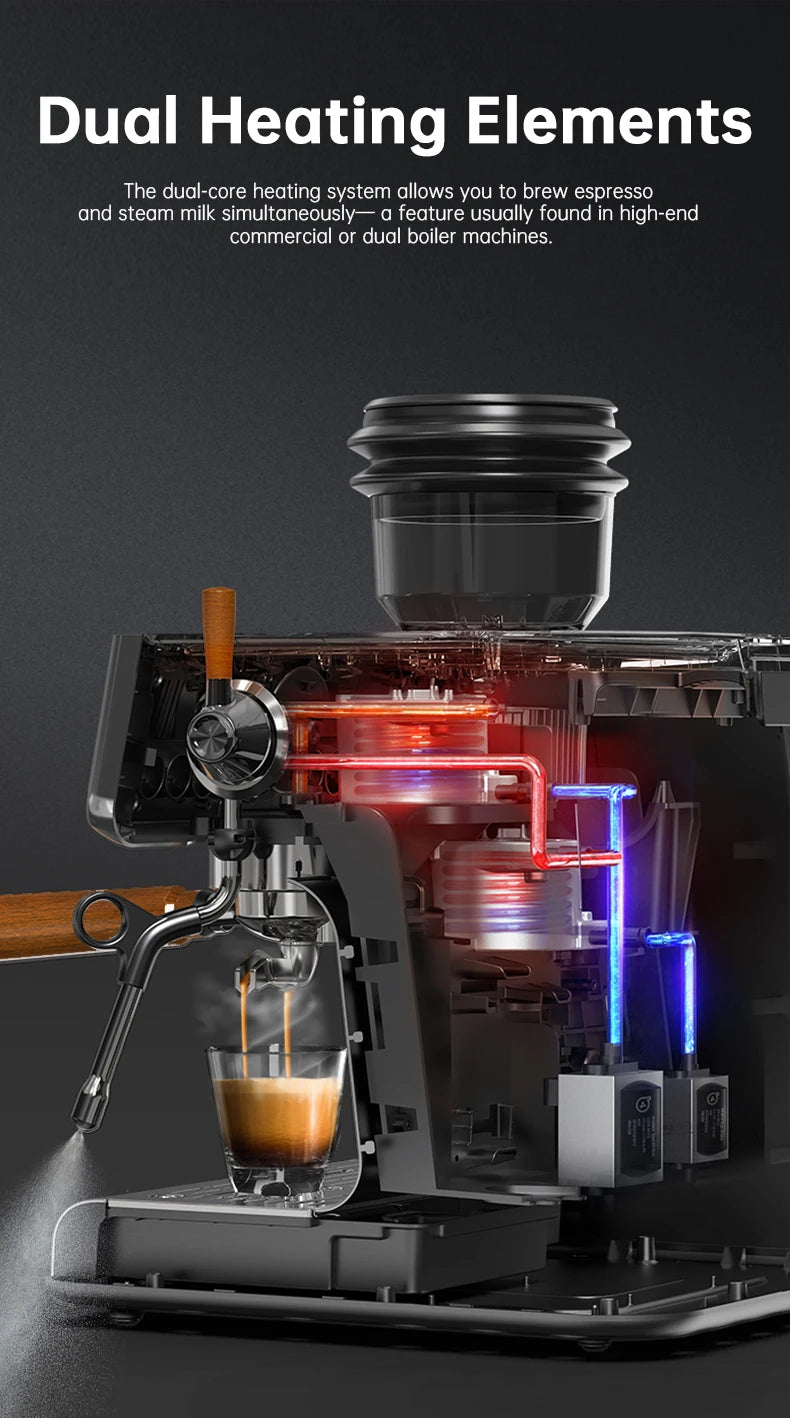 HiBREW Upgraded Dual Boiler Barista Pro Espresso Machine Built-in Grinder With 30 Size Settings for Cafe Hotel Restaurant H7B