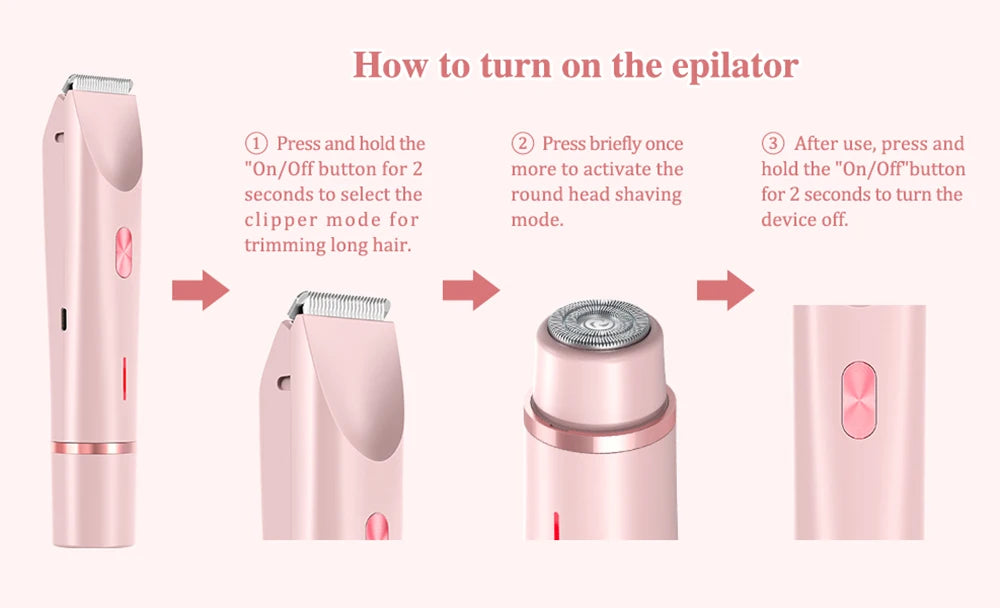 Electric Shaver for Women Electric Razor for Womens Bikini Legs Underarm Public Hairs Rechargeable Trimmer with Detachable Head