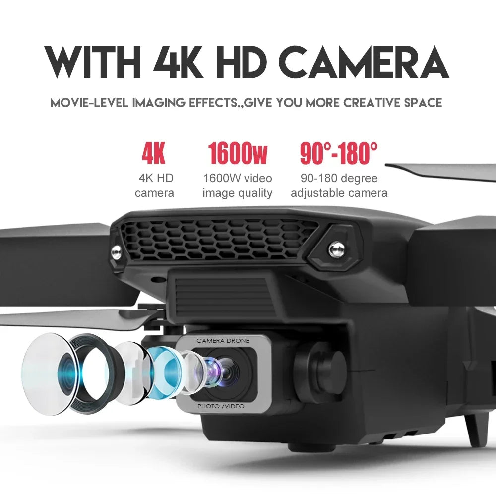 DWI D19 E88 Pro Drone 4K Professional HD RC Airplane Dual Camera Wide Angle Head Remote Quadcopter Toy Helicopter for Adults Kid