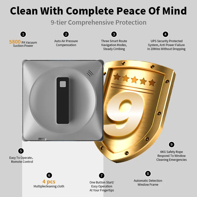 Vacuum cleaning robot, intelligent memory, high-vacuum vacuum cleaner, laser sensor, glass cleaning robot