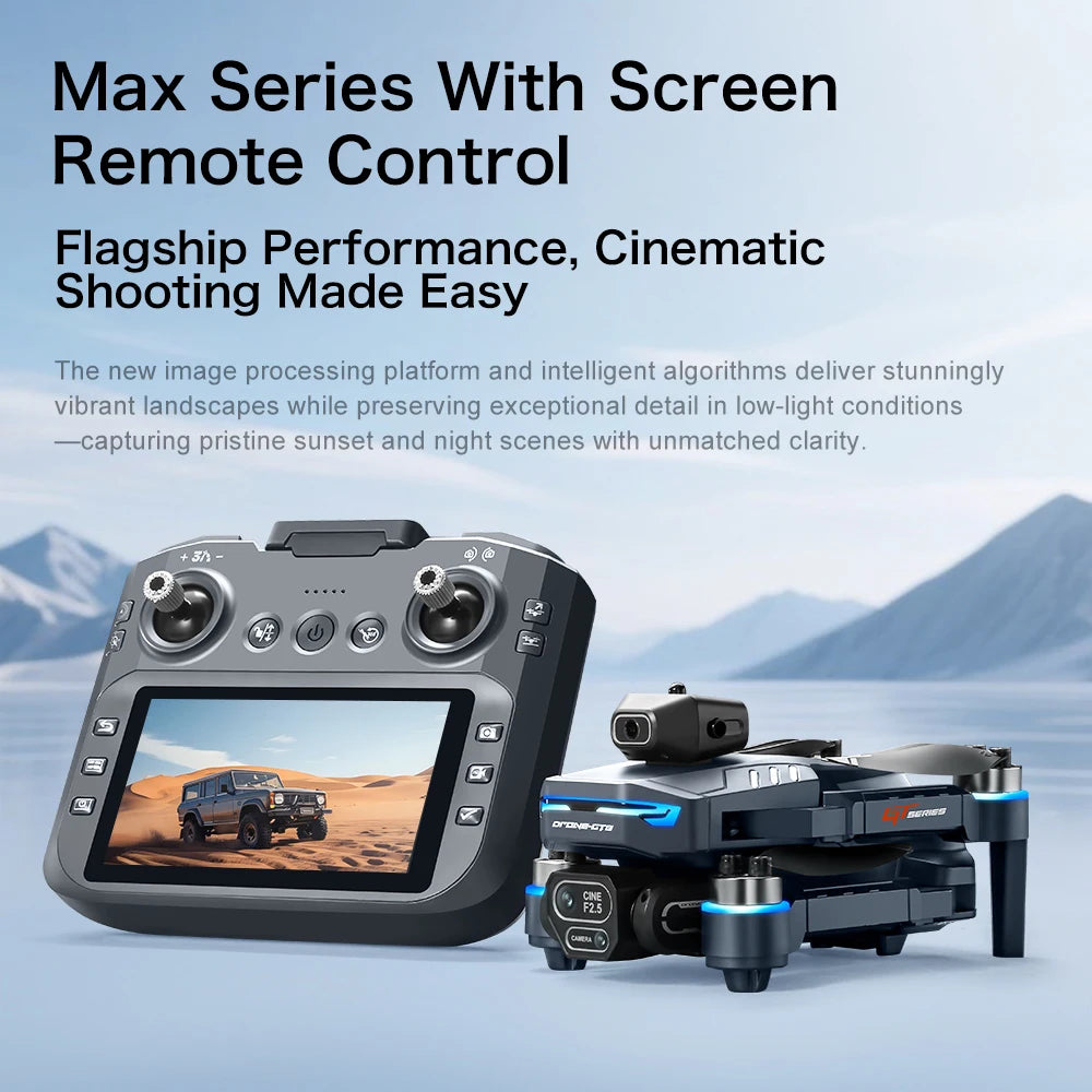 NEW GT8 Drone Obstacle Avoidance Belt 4.3-inch Screen Brushless 2.4G Optical Flow 8K HD Dual Camera Foldable Quadcopter Aircraft