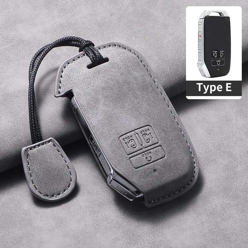 7 Bottons Leather Car Key Case Fob Cover For Kia Carnival K7 2021 2022 Car Remote Key Case Cover Shell Fob Keychian Accessories