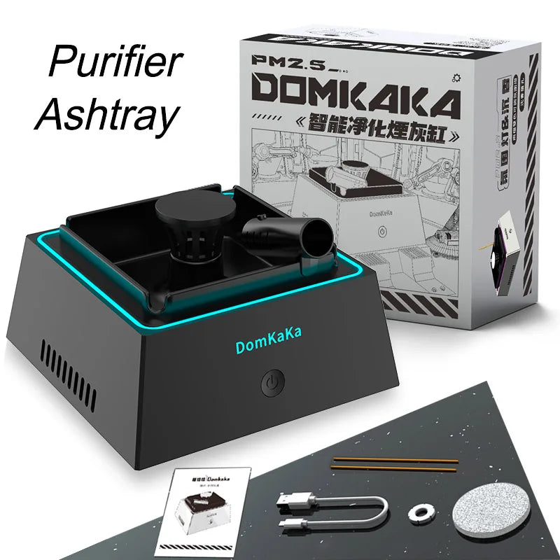 Mini Air Purifier Household Desktop Air Purifier Cigarettes Smoke Gas Ash Filtration Ashtray with Negative Ion Air Purification