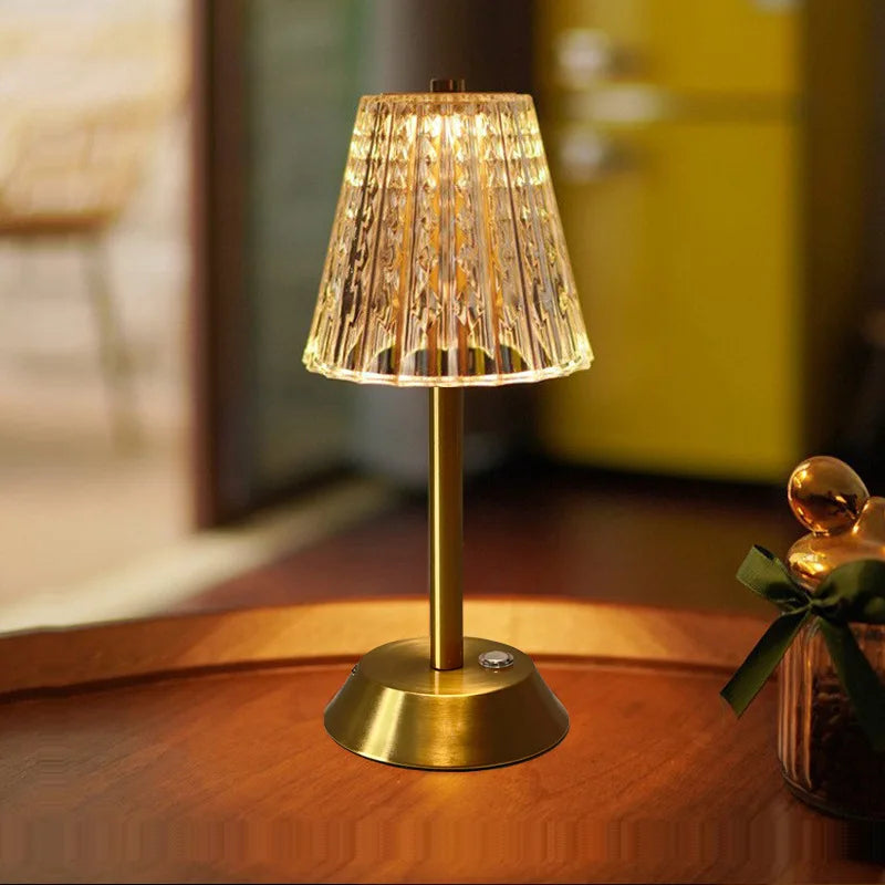 Nordic Crystal Rechargeable Table Lamp LED Bar Lamp Touch Dimmable Golden Desk Lamp Living Room Bedroom Hotel Lamp Bedside Lamp