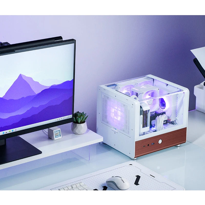 Jonsbo TK-0 ITX Sea View Room Case Separated Cabinet Dual-Curved Glass Aluminum Solid Walnut Wood Compact Desktop Chassis