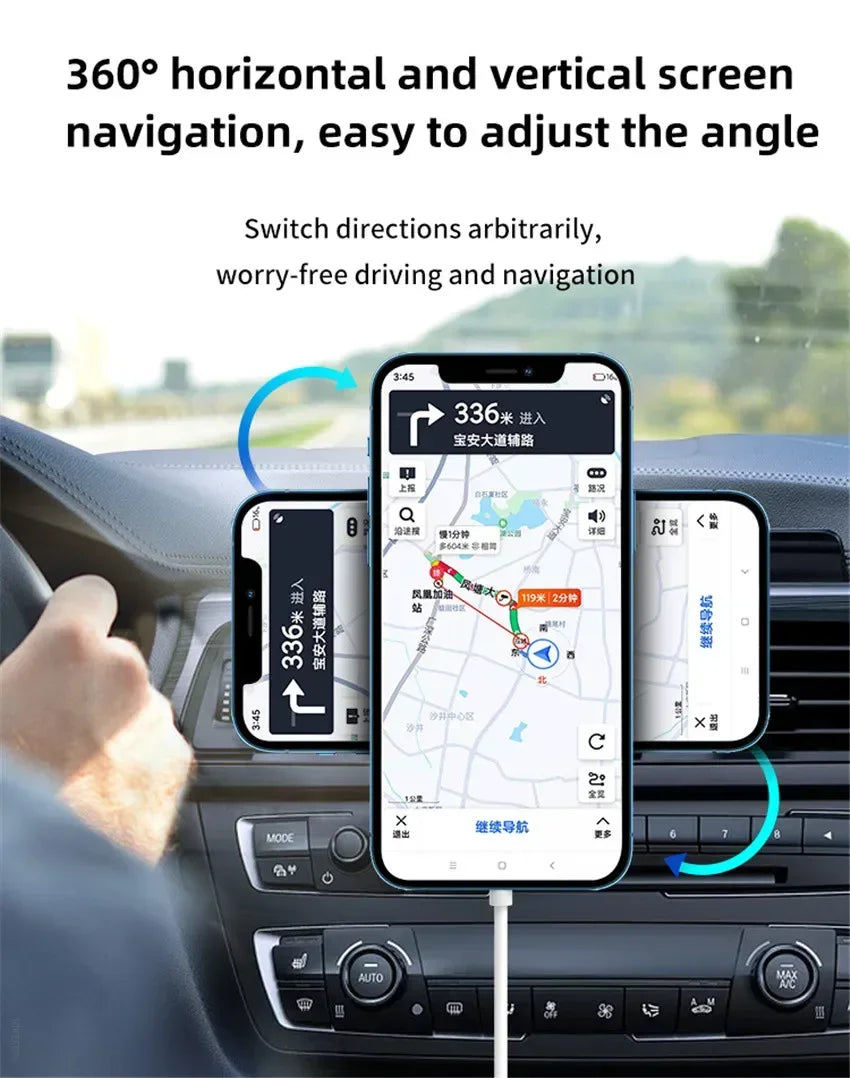 Car Phone Holder Stand Mount 30W Magnetic Car Wireless Charger For Magsafe iPhone 12 13 14 15 Pro Max Mini Fast Charging Station