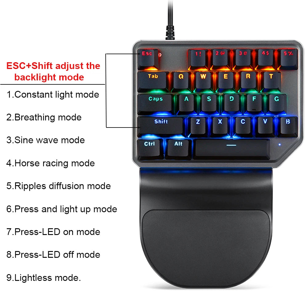 Motospeed K27 Gaming Mechanical Keyboard 27 Keys Wired LED Backlight Single Handed Numpad Computer Keypad Red Switch For Laptop