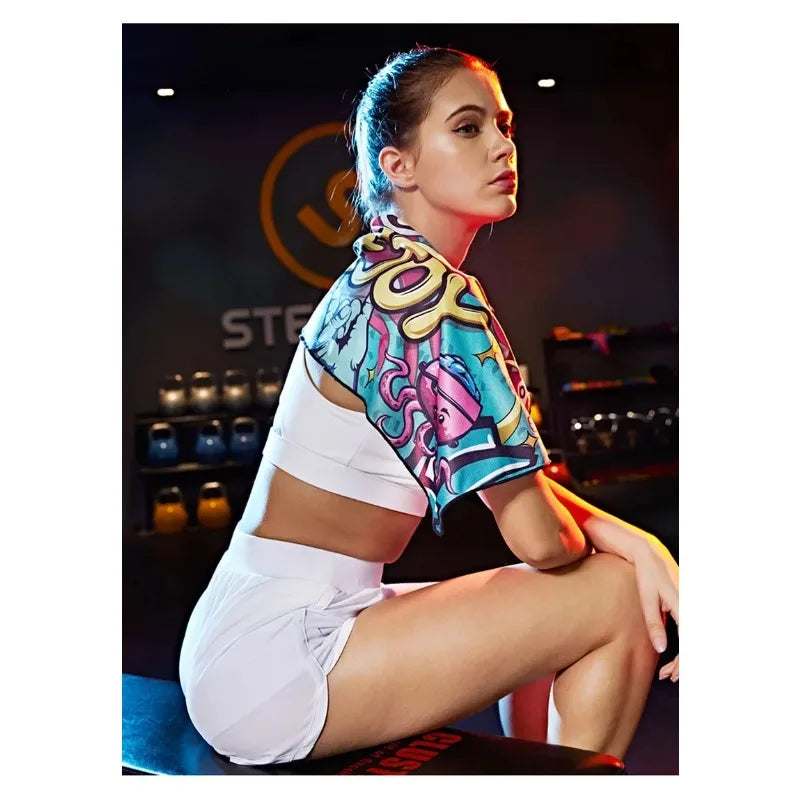 30*100cm Printed Yoga Towel Portable Double Layer Non-Slip Mat Protection Yoga Exercise Pad Quick Drying Pilates Towel Blanket