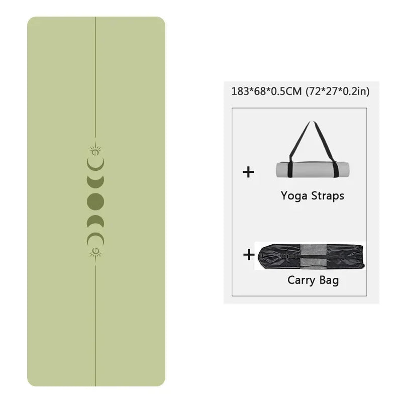 183cm Natural Rubber PU Yoga Mat Thickened, Widened, Shock-absorbing Non-slip, Sweat-absorbent, Sun-moon Fitness Meditation Mat