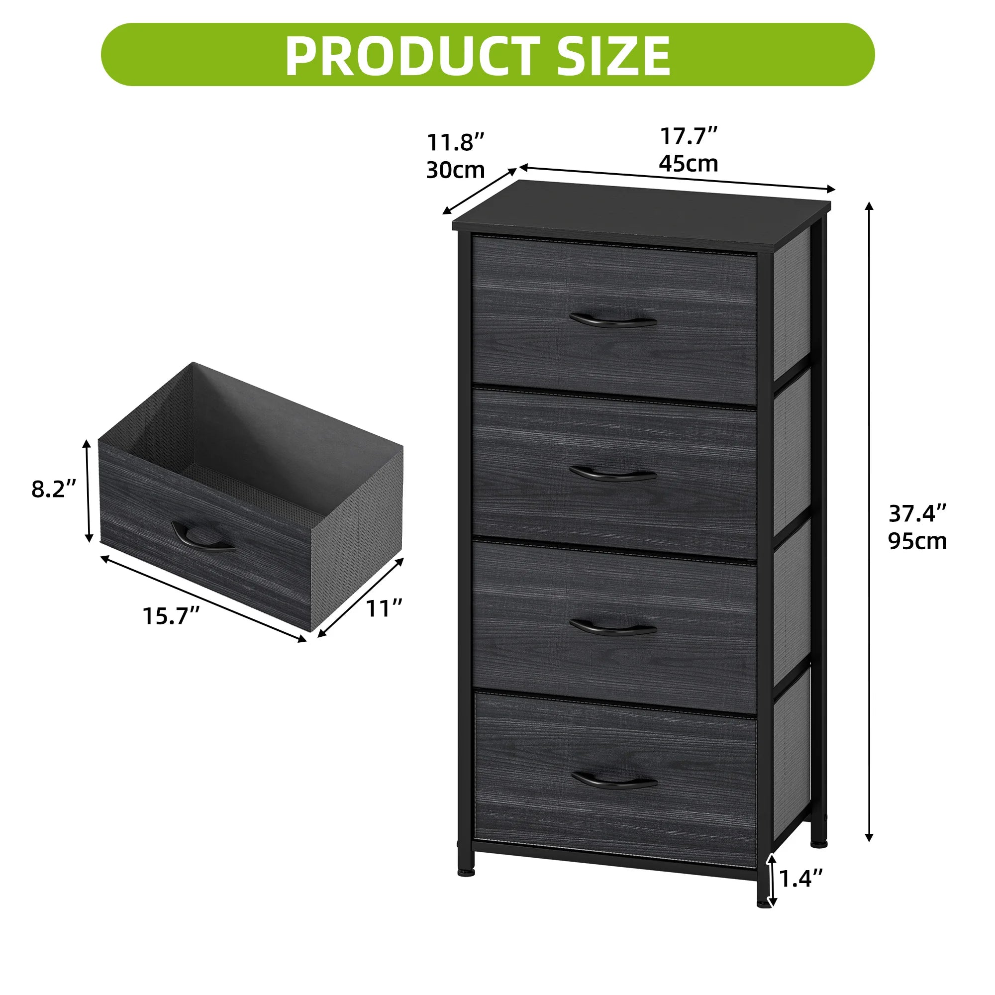 YITAHOME 4-Drawer Multi-Room Storage Dresser – Fabric with Wood Top & Steel Frame, Ideal for Living Room/Kids Room