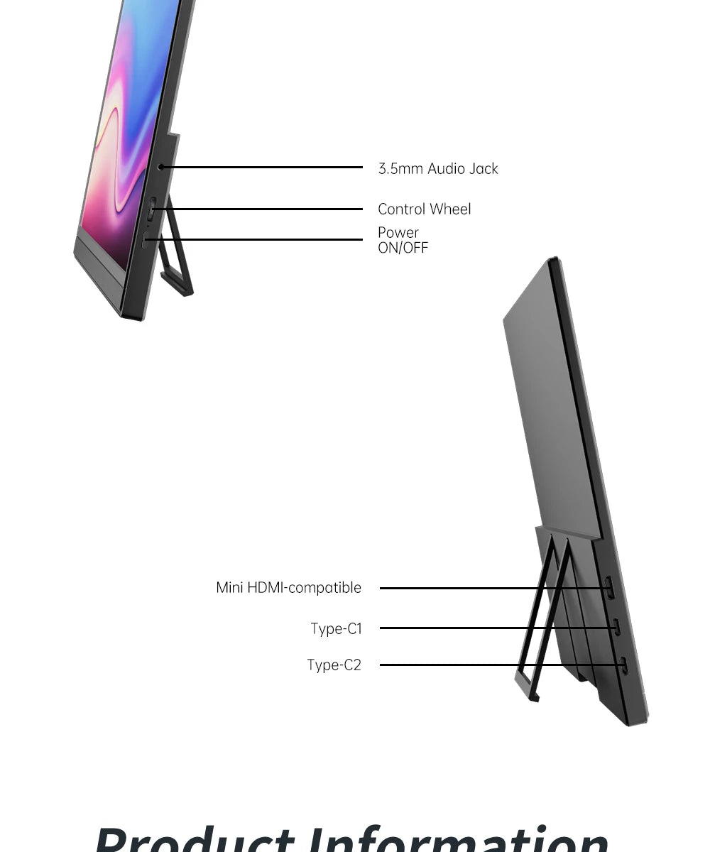 MUCAl 15.6 inch Portable Monitor FHD 1920*1080 Travel Gaming 15.6" Display Screen for Laptop Phone Switch ps4 ps5 XboX MacBook