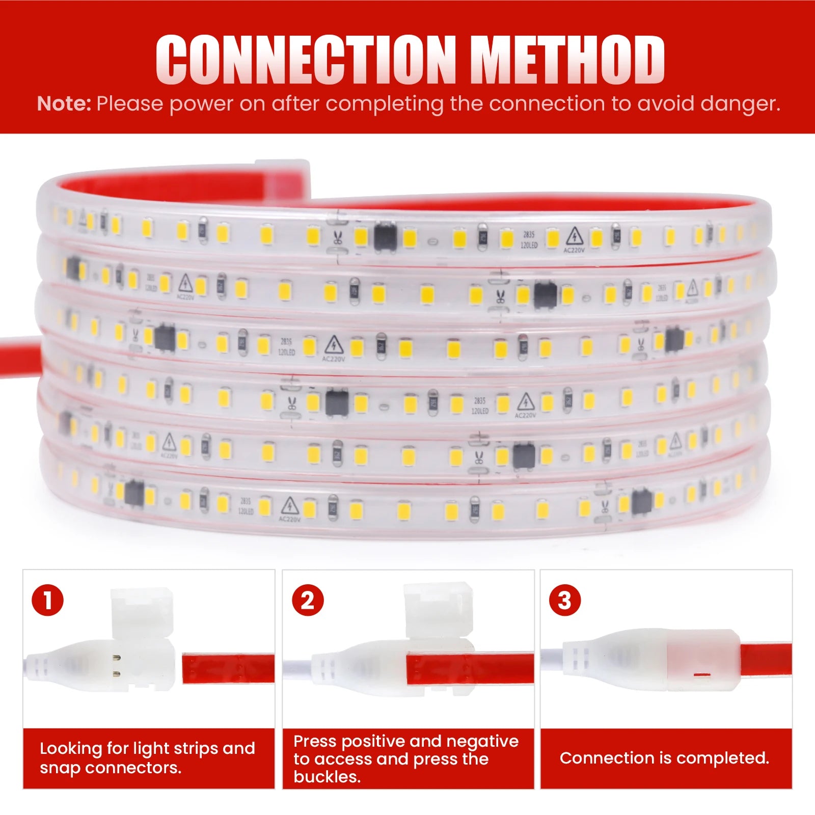 220V LED Strip Light 0.5m 5m 10m 20m 25m 30m 40m 2835 120LEDs Flexible LED Tape with Adhesive Tape Waterproof Ribbon Light