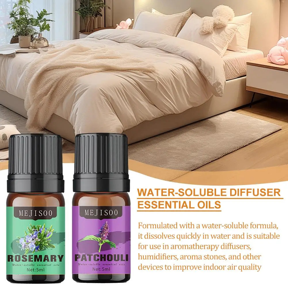 12 Flavors Essential Oils For Aroma Diffuser AirHumidifier Home Water-soluble Lavender Eucalyptus Lemon Bergamot 5ml