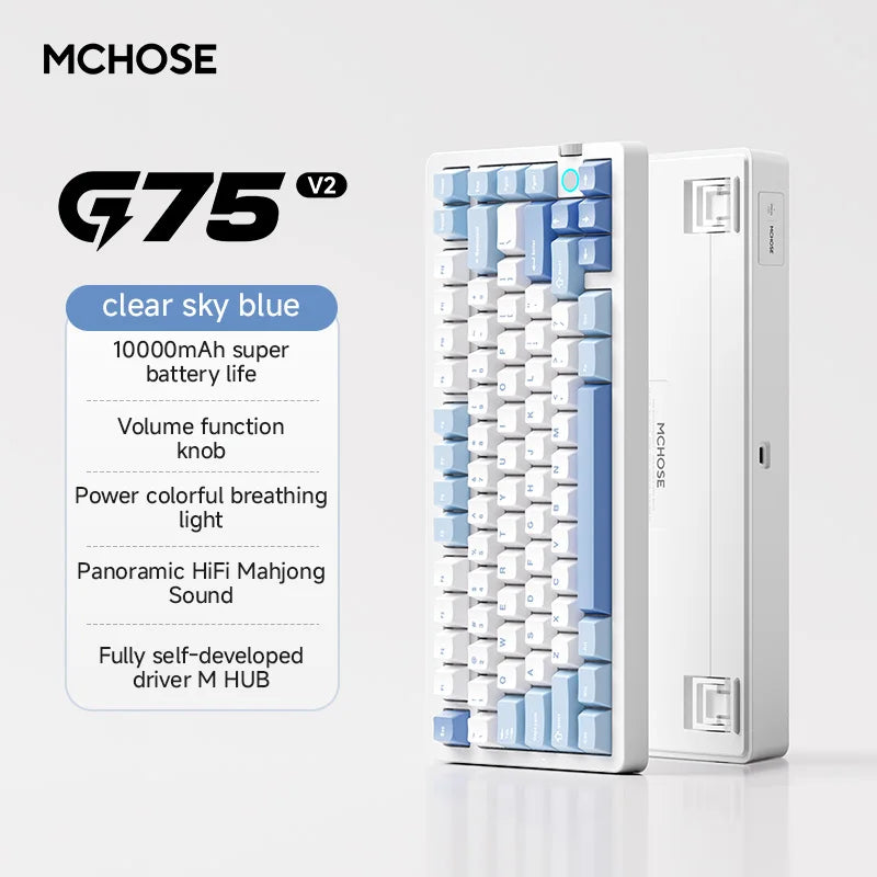 Gaming Mechanical Keyboard MCHOSE G75 V2 RGB  2.4G Connection Hot Swappable RGB Gasket Structure PC