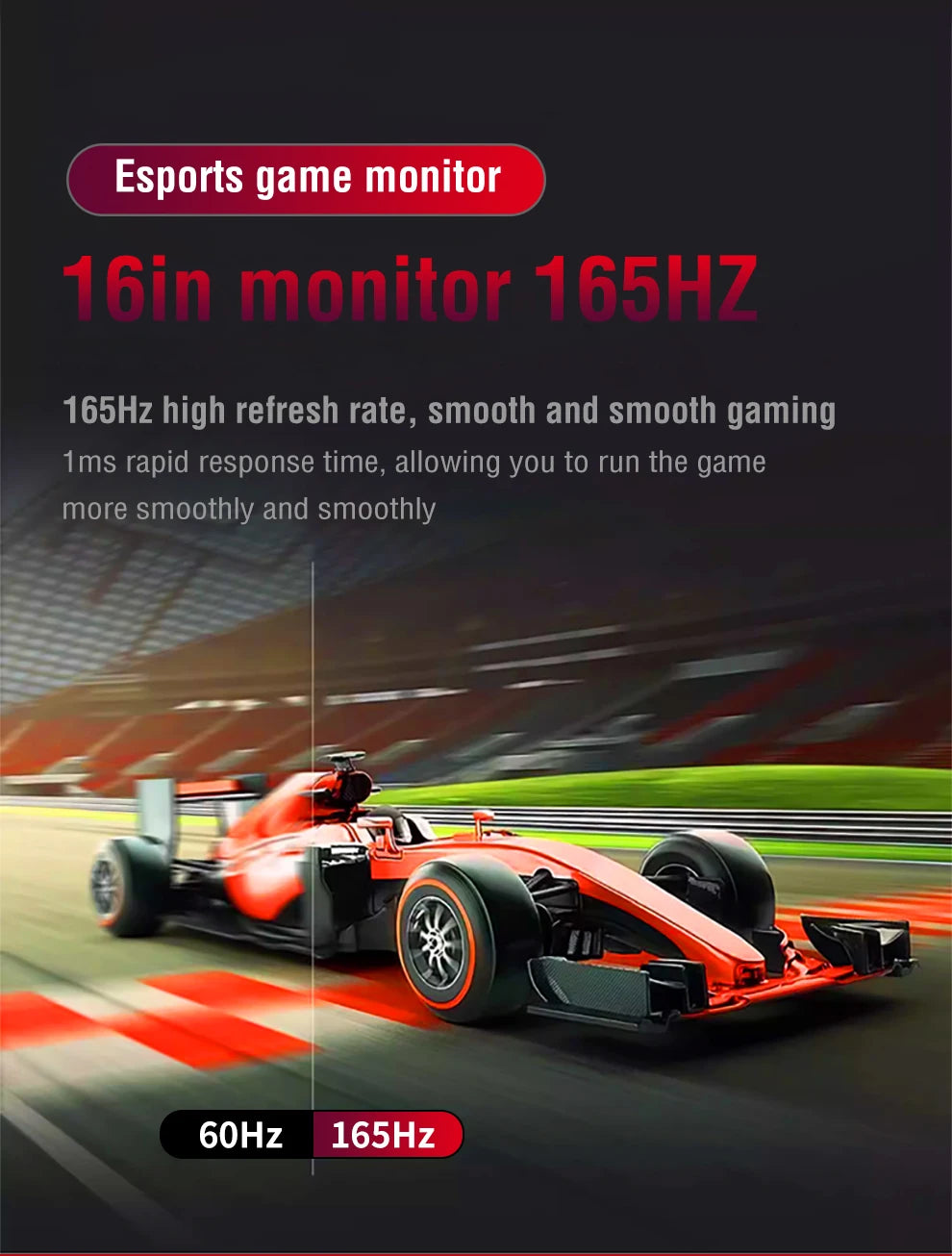 16-Inch Portable Gaming Monitor 165Hz/120Hz 300cd/m Low Blue Light For XBox PS4 / 5 Switch Cell Phone PC Loptop Extension