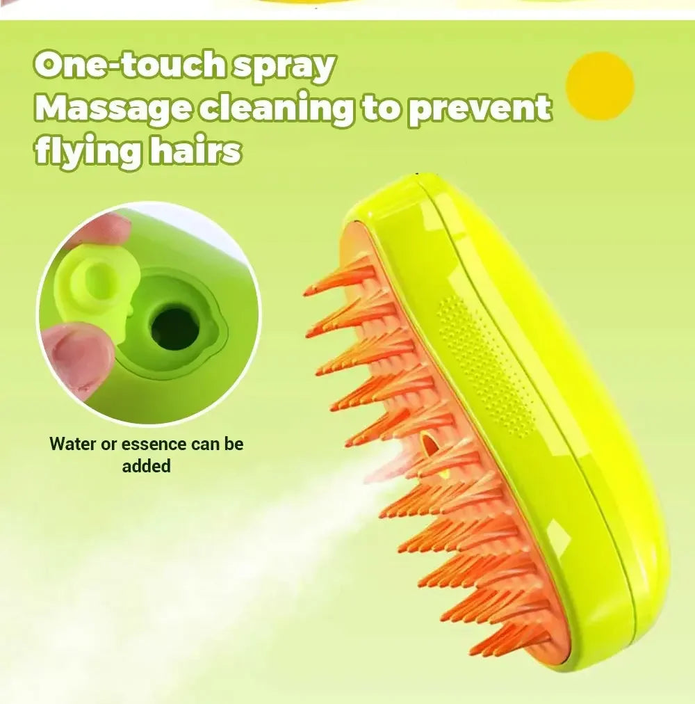 3-in-1 Electric Pet Grooming Steam Brush Sprayer Massage Comb for Cats Dogs Shedding Control Gentle Anti-Static Grooming Tool