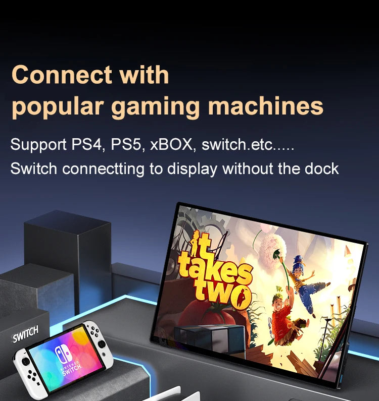 14'' 4K OLED Portable Monitor 16:10 3840*2400p 500Nits USB-C HDMI-Compatible External Gaming Monitor for PS5 Switch Laptop MacOS
