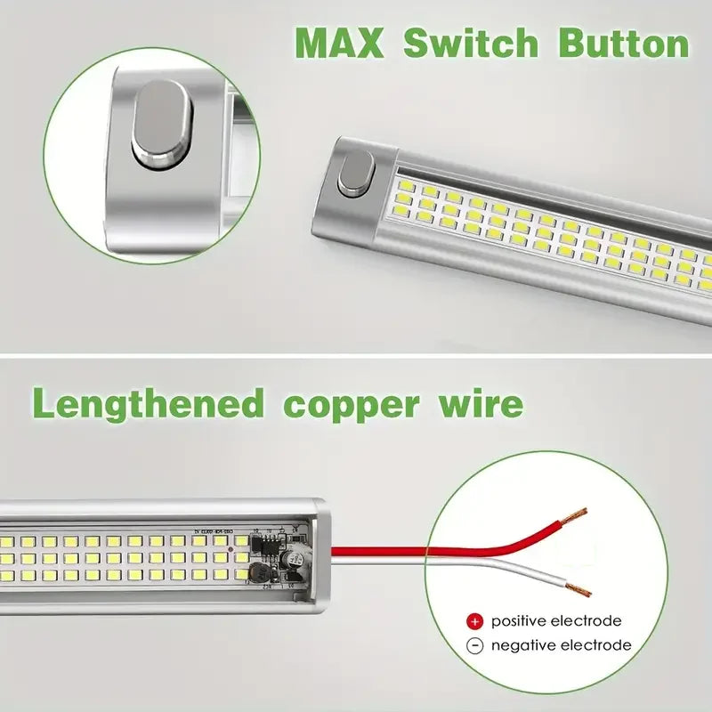 12V-80V LED Interior Light Bar Strips Ultra-Bright 120LEDs Car Reading Lights For Trailers Trucks Boats RVs Durable Work Light