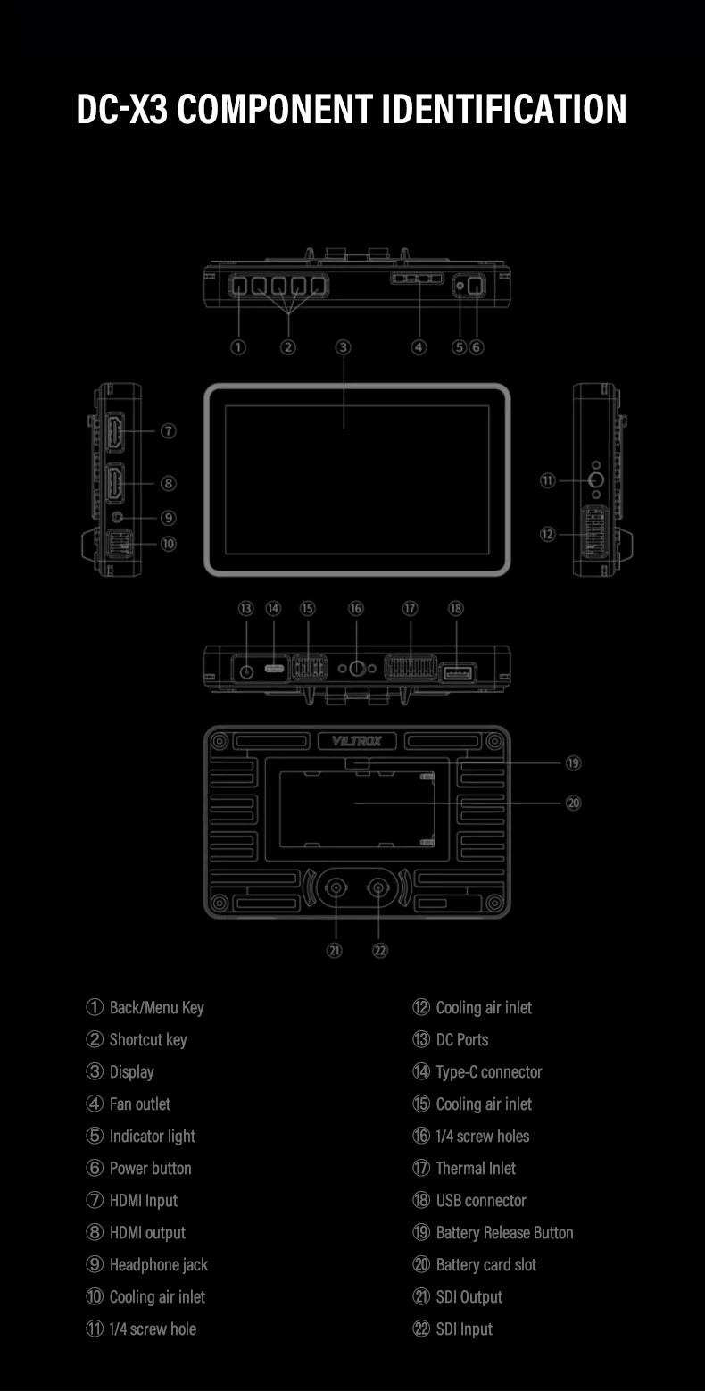 Viltrox DC-X3 DC-X2 4K Monitor Touch Screen Touch Screen Profissional 1080P Photographic HD FHD Portable Camera Monitor