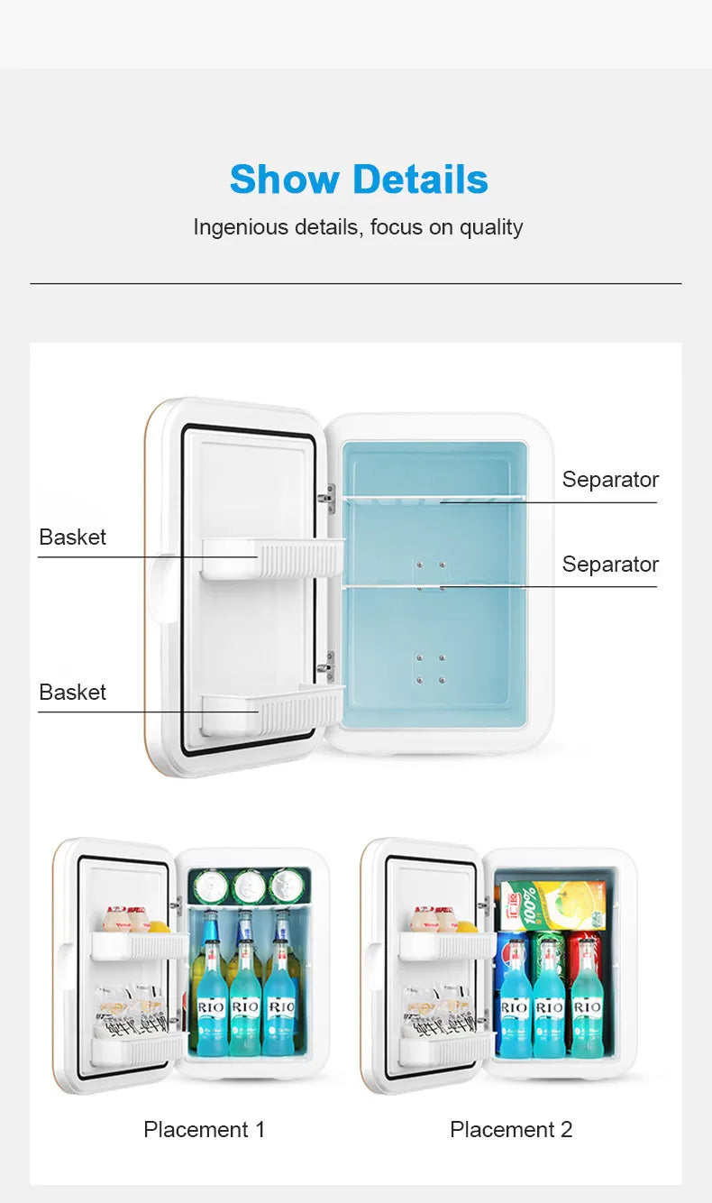 12V/220V Mini Fridge Refrigerator Beauty Cooler Warmer Refrigerators Constant Temperature Skincare Preservation for HOME CAR