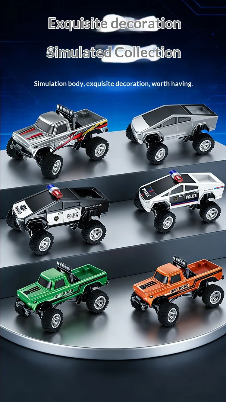 1：64 Mini Remote Control Off Road Truck Alloy Shell Rechargeable With Led Lights Anti Collision Night Play Electric Toy For Kids