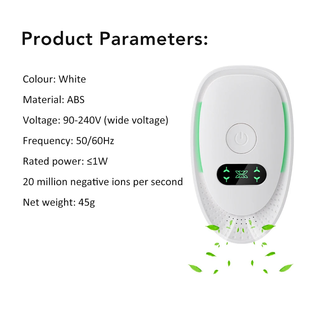 Plug-In Electric Air Purifier Negative Air Ionizer Mini Anion Purifier Negative Ion Generator Quiet Ionic Air Fresher Air Clean