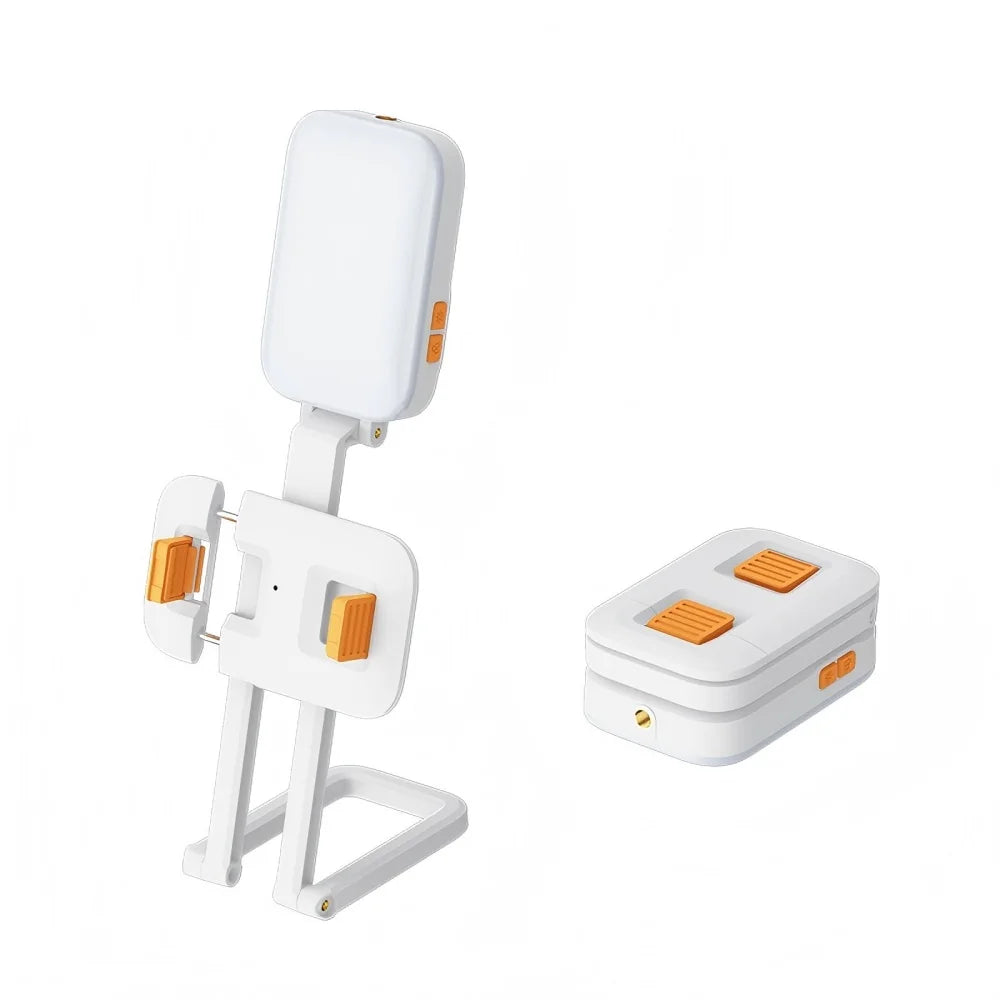 Portable Fill Light Desktop Integrated Folding Phone Stand Live Three Color Outdoor LED Light USB Rechargeable Photo Lamp