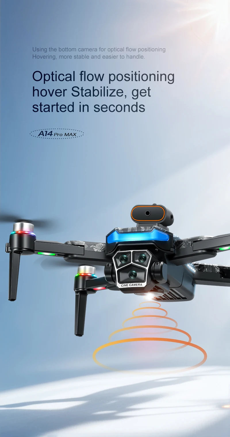 New A14ProMax 8K Drone 4.3Inch Screen Control GPS Brushless Motor Dual Camera Optical Flow Obstacle Avoidance Foldable RC UAV