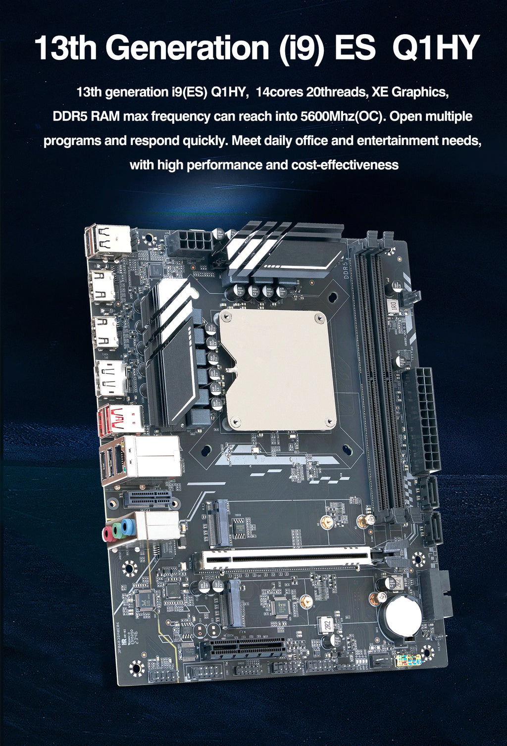 DIY Gaming Computer Motherboard with Onboard 13th Core CPU ES 0000(Refer to i9 13900H )14C20T DDR5 Desktops Mainboard G665