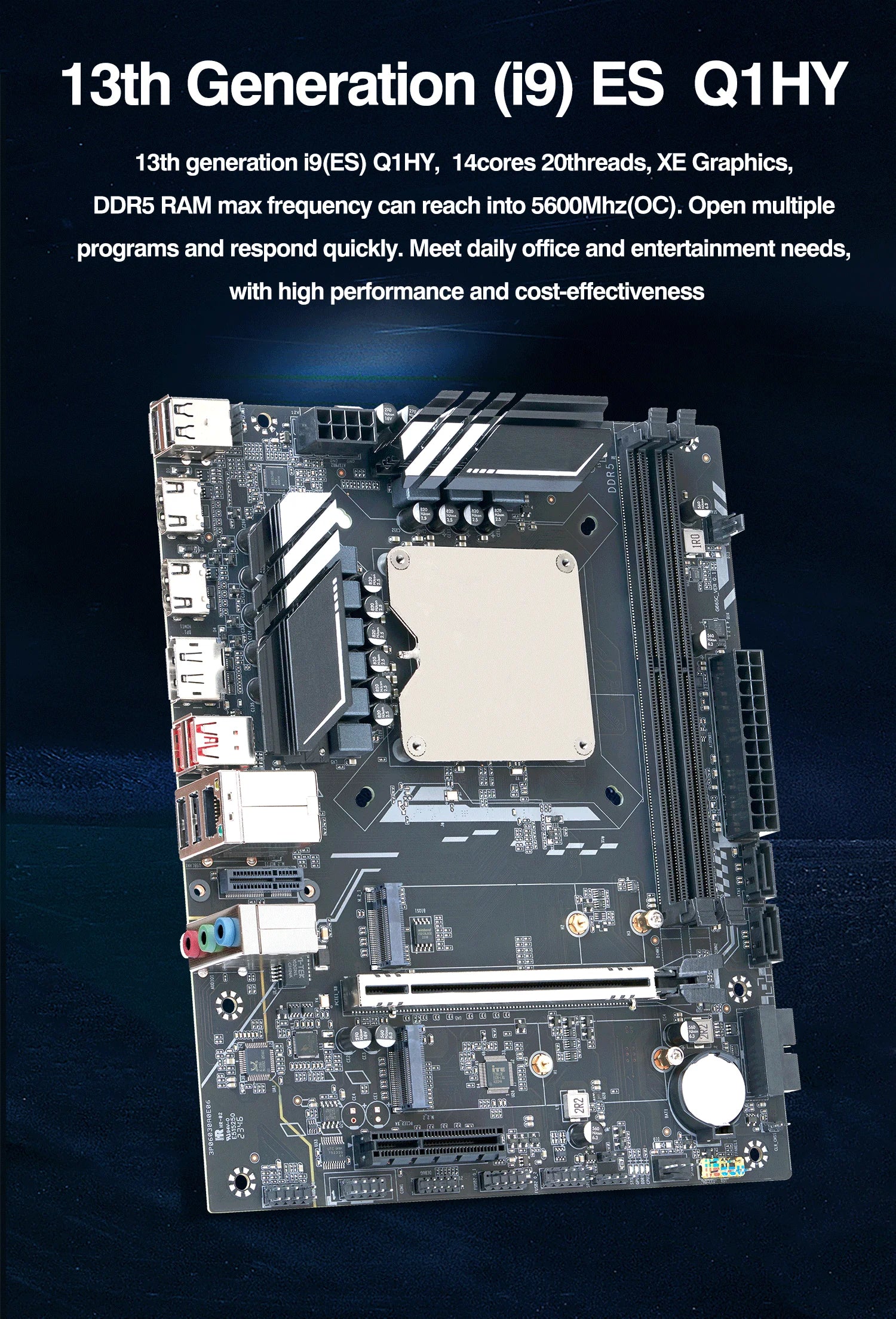 DIY Gaming Computer Motherboard with Onboard 13th Core CPU ES 0000(Refer to i9 13900H )14C20T DDR5 Desktops Mainboard G665