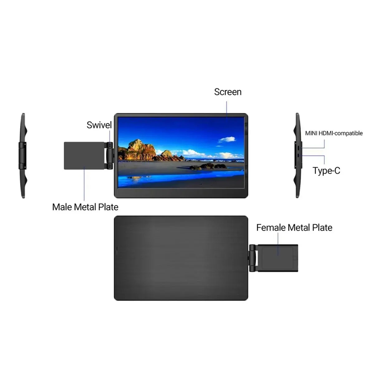 Punctual- 11.6 Inch EM116 Laptop Expansion Screen Game Monitor Portable Computer Display Monitor for Laptop Gaming