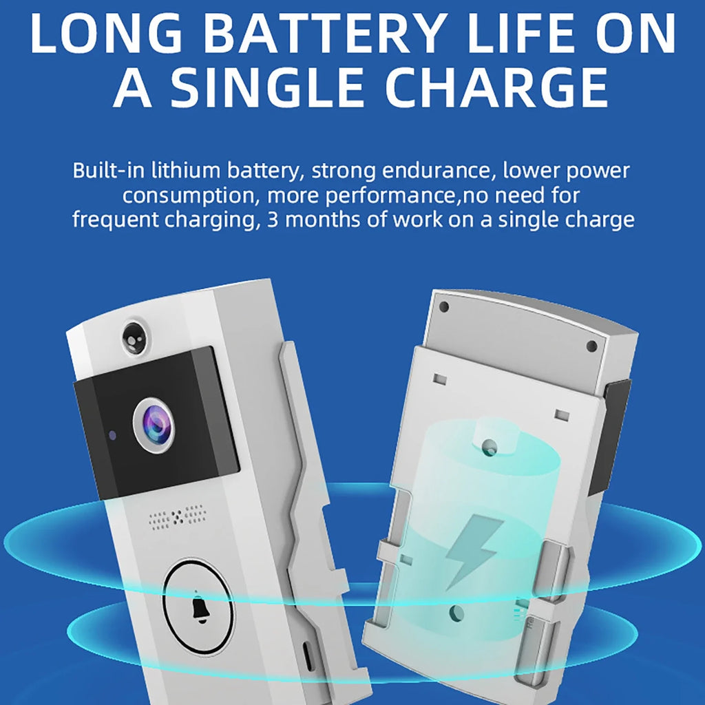 Wireless Doorbells with Solar Cover Camera High Definition Intelligent Video Door Bell Waterproof Smart Home Intercom Video Bell