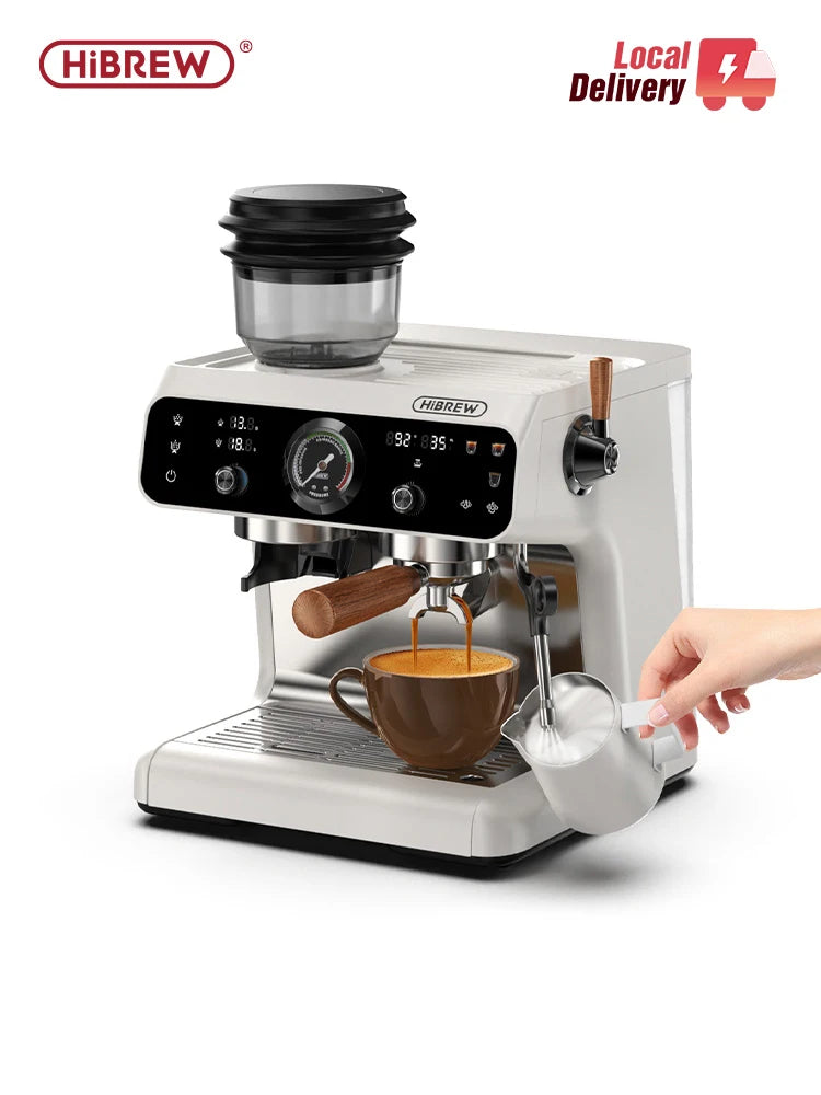HiBREW Upgraded Dual Boiler Barista Pro Espresso Machine Built-in Grinder With 30 Size Settings for Cafe Hotel Restaurant H7B
