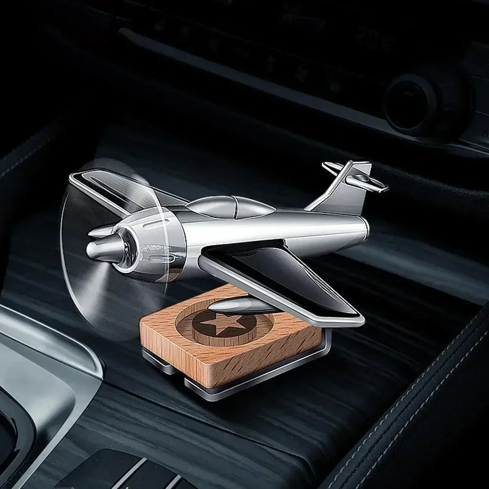Car Essential Oil Diffuser Solar Airplane Air Freshener Wooden Base Fragrance Aromatherapy Diffuser Ornaments Auto Accessories