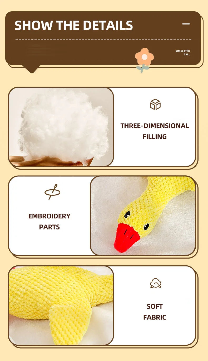 HOOPET Dog Toys Funny Interactive Plush Duck Toy for Dogs Teething Durable Chewing Squeaky Toy Pets Accessories