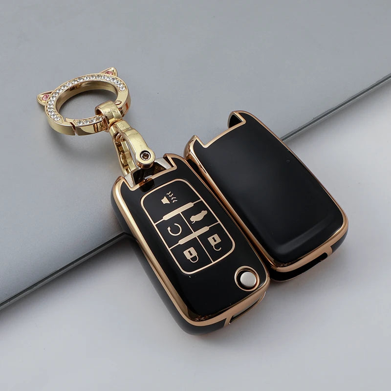 Car Flip Key Fob Case For Chevrolet Equinox Volt Cruze Impala Camaro Garna Yakista AVEO GMC Terrain Key Cover Keychain Protector
