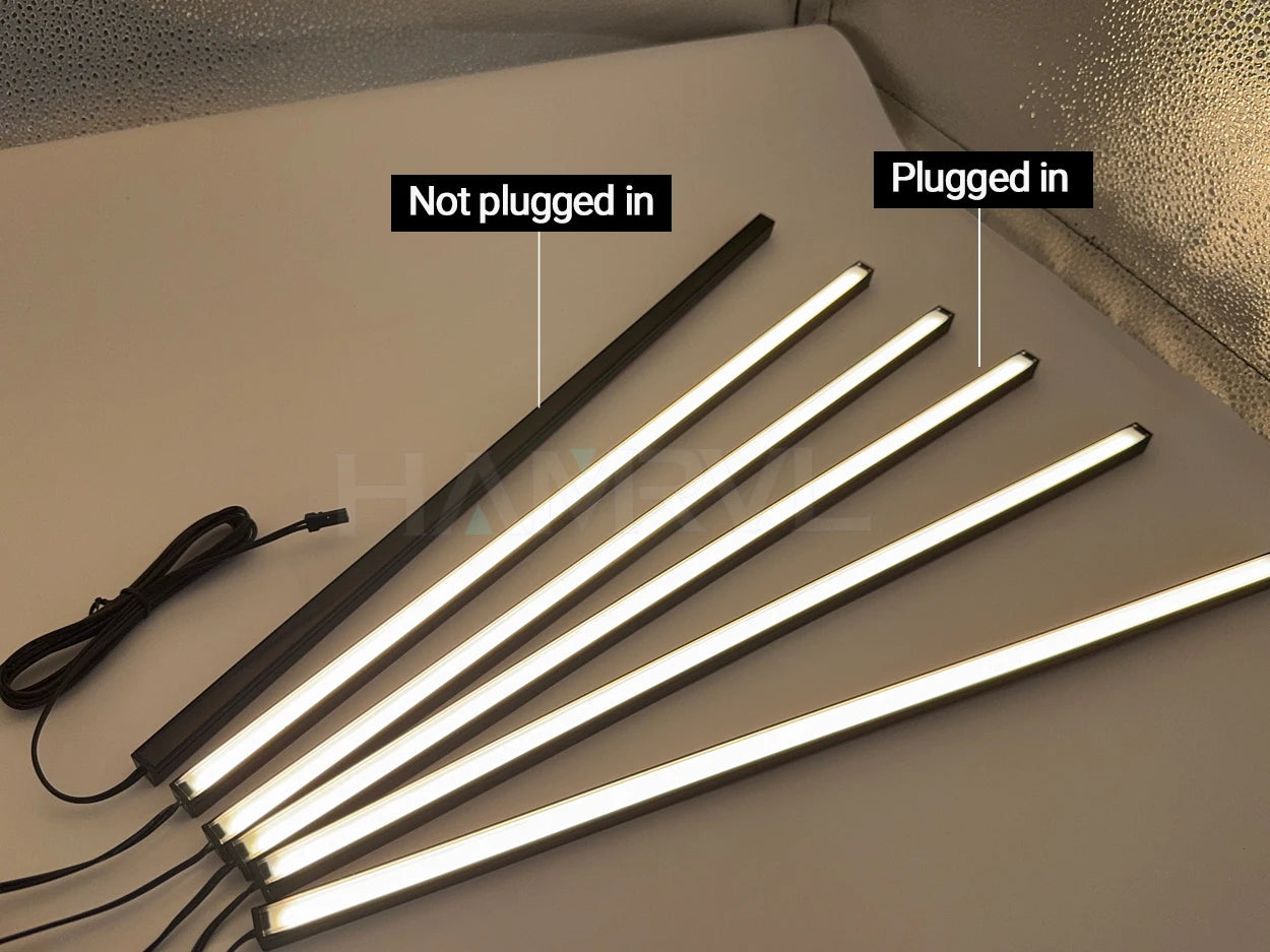 Touch Sensor LED for Wood Slat Wall Panels Decor No-drill Black/Silver Aluminum Bar Light Shelf Kitchen Wardrobe Closet Lighting
