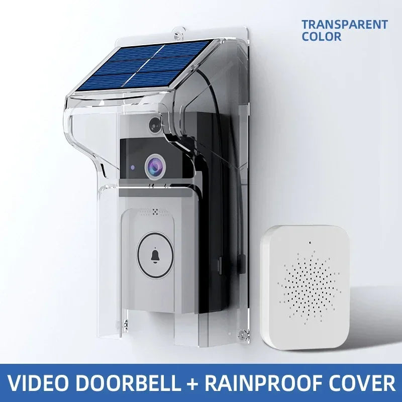 Outdoor Wireless Video Doorbell with Solar Cover Camera Wifi Digital Peephole Waterproof Smart Home Intercom Eye Ring Bell