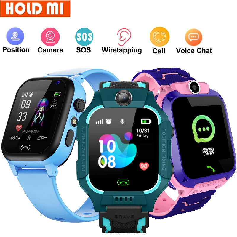 New Smart Watch Kids Position SOS Tracker Call Phone Voice Chat Photo Children Smartwatch Camera Boys Girls Gifts