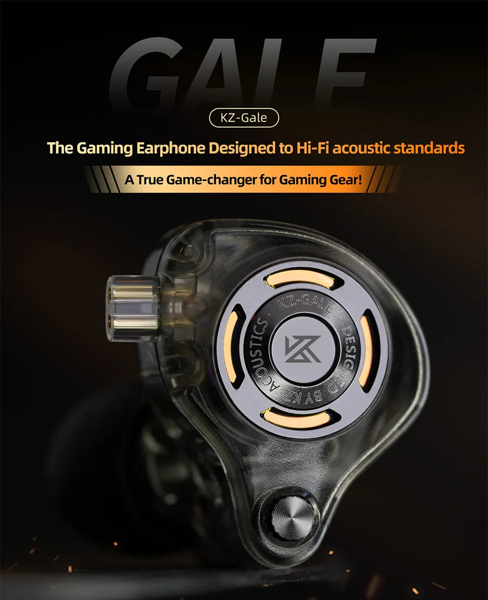 KZ Gale In-Ear Gaming Earphones 7.1 Stereo E-sports Bass Metal Earbuds for Video Game Stage Live Wired Headphones With HD Mic