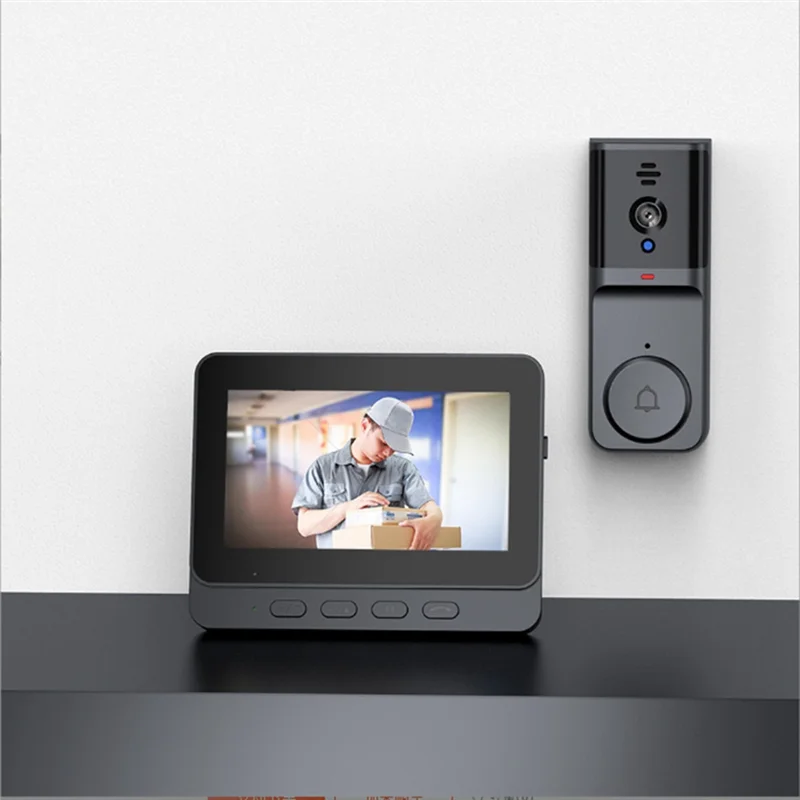 A69E4.3" Smart Wireless Doorbell With Camera 2.4G Bluetooth Wireless Video Doorbell With Two-Way Intercom Supports Memory Card